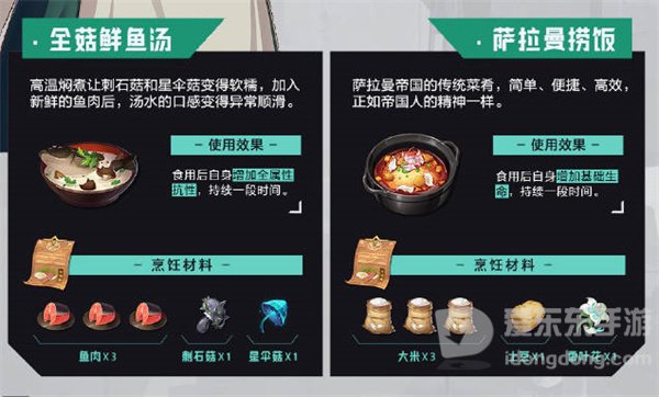 晶核食物食谱介绍 食物食谱信息汇总