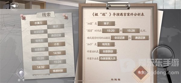 世界之外密室综艺导演楼分析表怎么答 密室综艺导演楼分析表答案一览