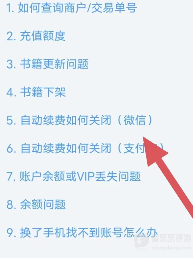 点众小说客服页面中的自动续费关闭说明