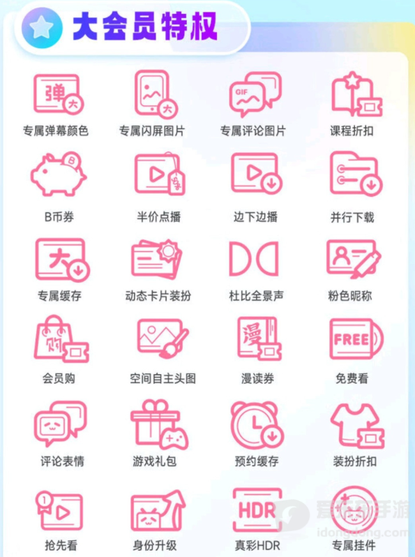 B站大会员专属福利宣传素材，展示会员特权和相关优惠内容